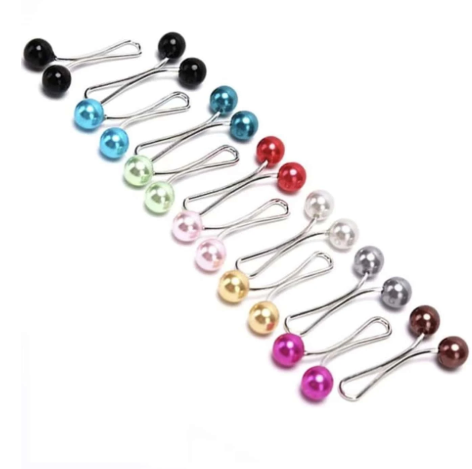 12pcs Faux Pearl Decor Scarf Clip