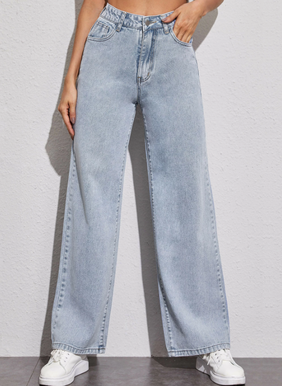 Acid Wash Wide Leg Jeans
