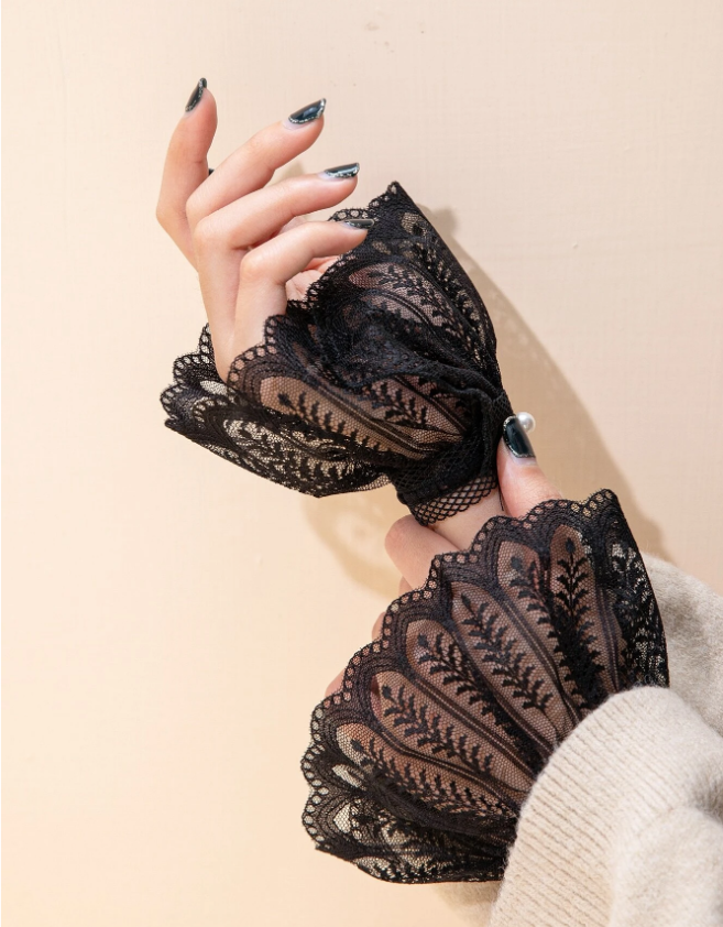 Hollow Out Lace Sleeve Gloves