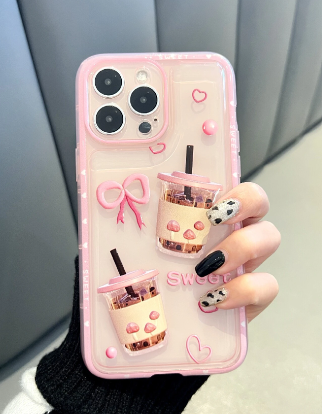 Milk Tea Pattern Clear Phone Case