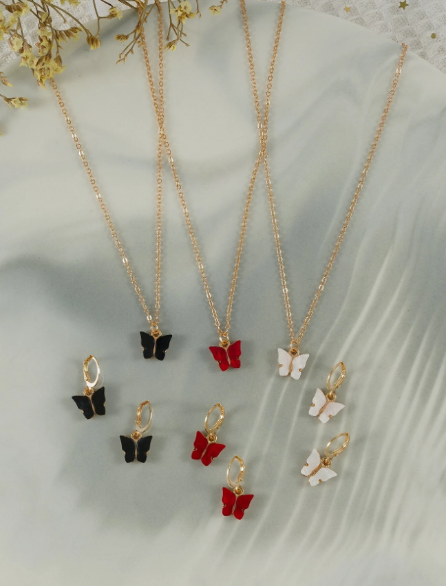 9pcs Butterfly Decor Jewelry Set