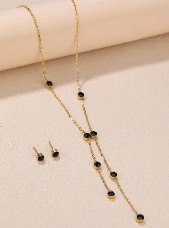 3pcs Rhinestone Decor Jewelry Set