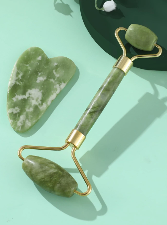1pc Facial Roller Massager & 1pc Gua Sha Board