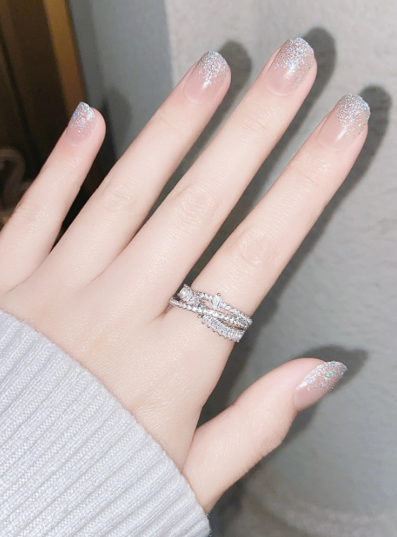 24pcs Short Oval Fake Nail & 1pc Nail File & 1sheet Tape