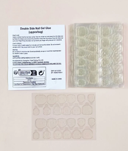 10sheets Double Sided Adhesive Tapes Clear Nail Stickers