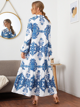Load image into Gallery viewer, EMERY ROSE Notched Neck Flounce Hem Maxi Dress

