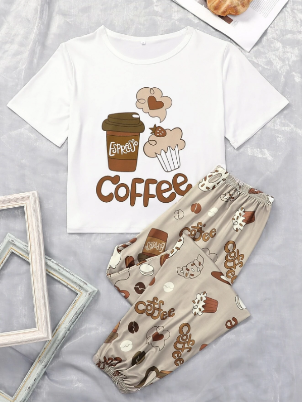 Cake & Letter Graphic PJ Set