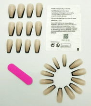 Load image into Gallery viewer, 24pcs Long Coffin French Style Fake Nail &amp; 1pc Nail File &amp; 1sheet Nail Tape
