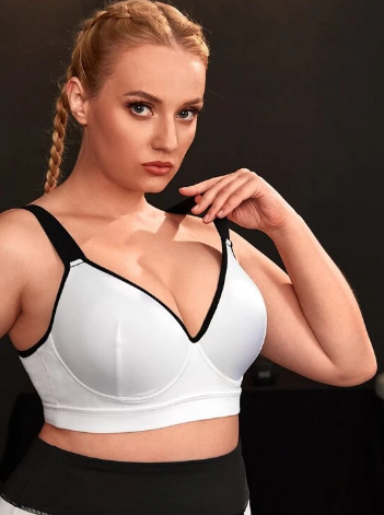 Plus Contrast Binding Sports Bra