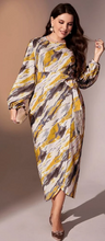 Load image into Gallery viewer, SHEIN Modely Plus Tie Dye Lantern Sleeve Wrap Knot Side Dress
