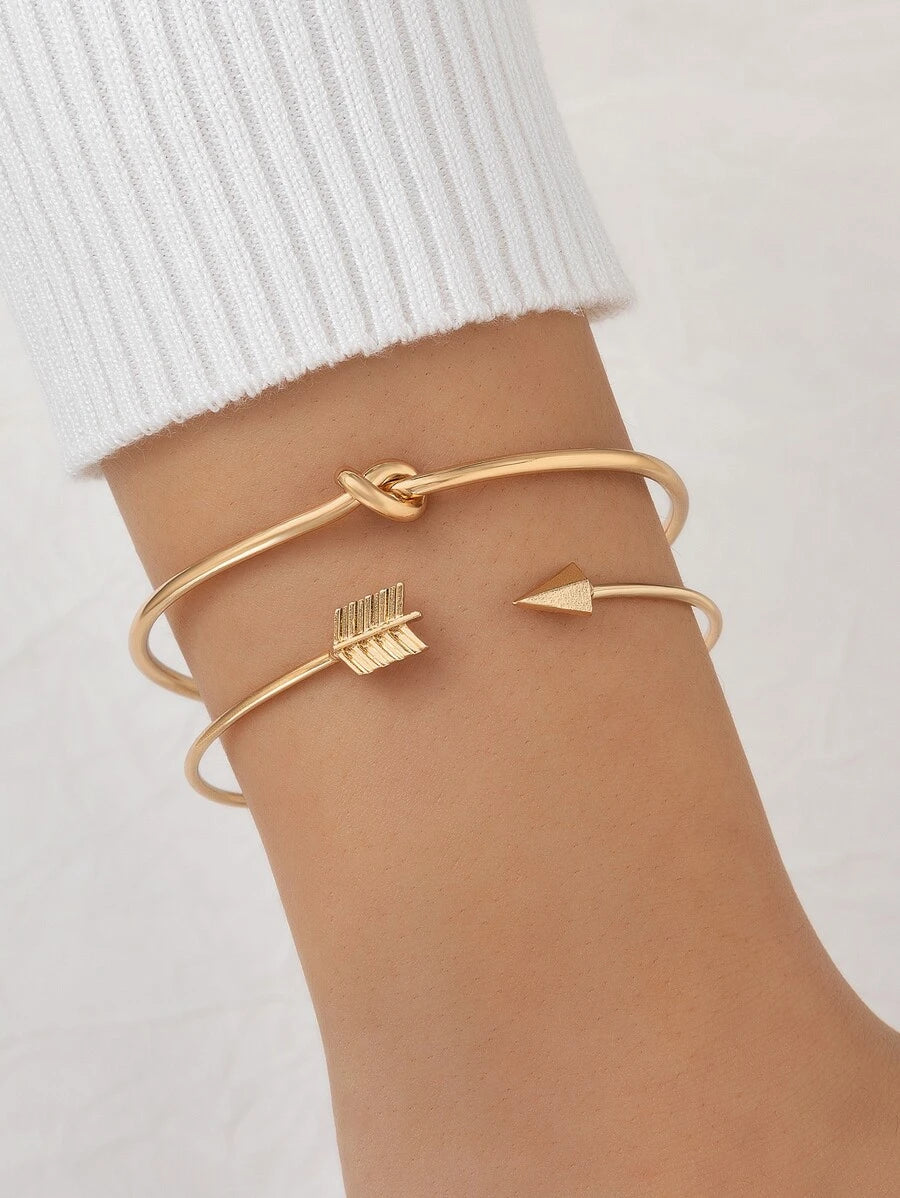 2pcs Arrow Design Cuff Bangle