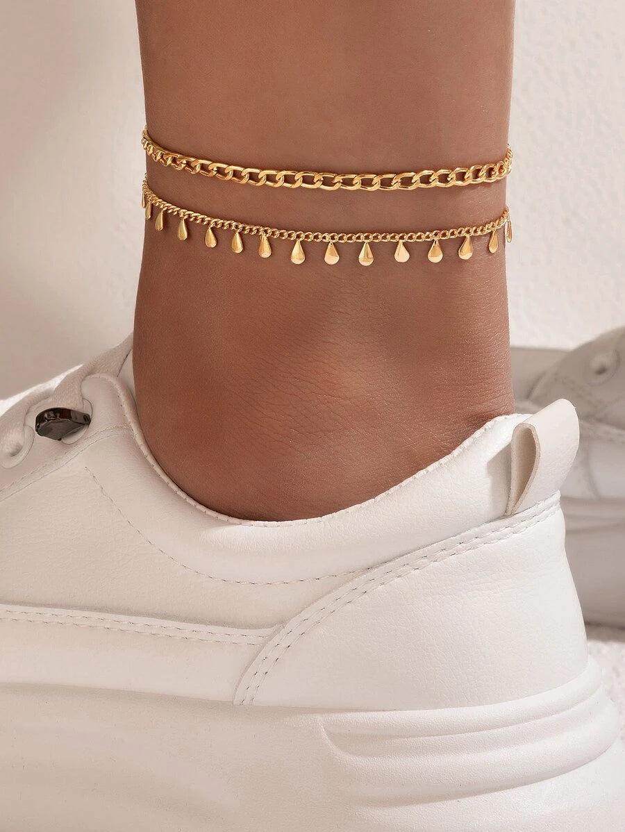 2pcs Water-drop Charm Anklet