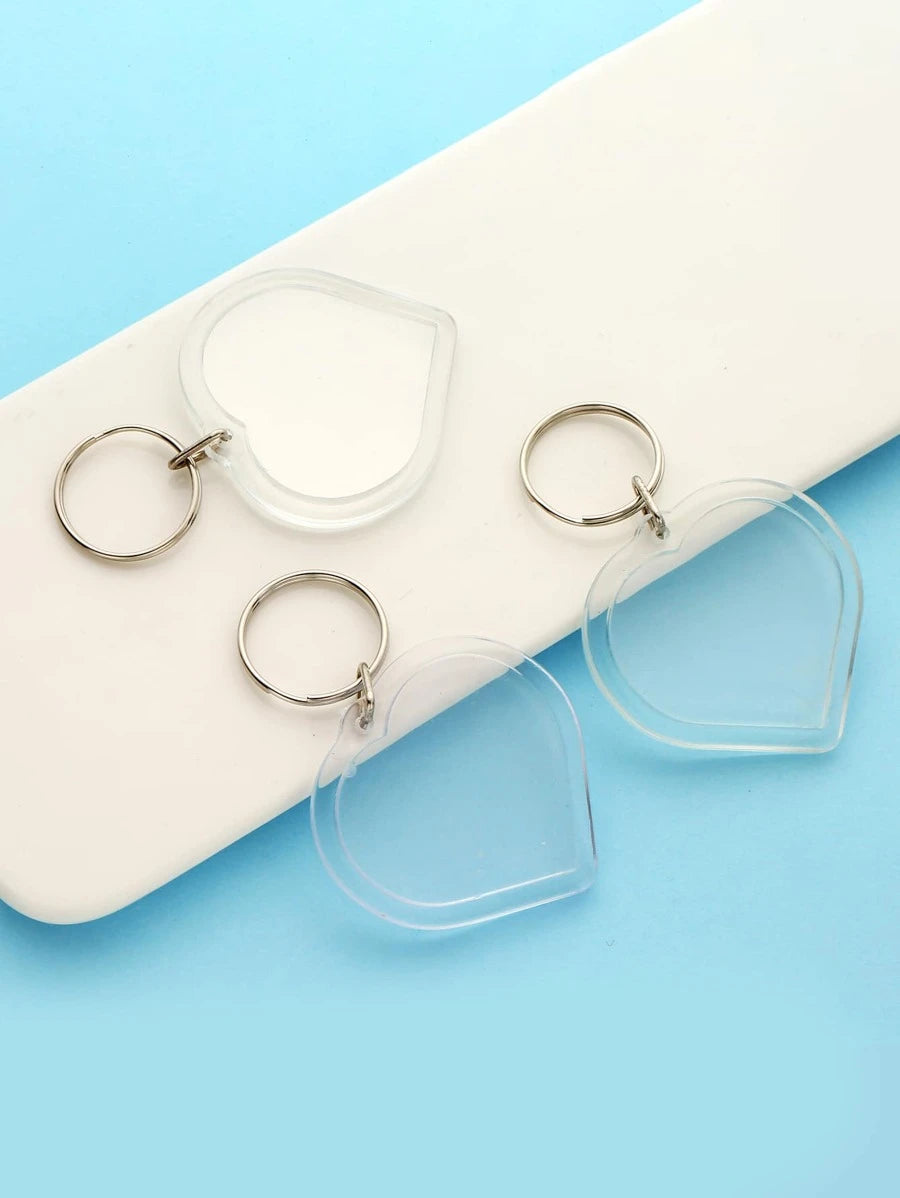 3pcs heart photo frame keychains charm