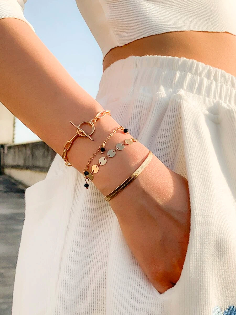 4pcs Disc Detail Bracelet