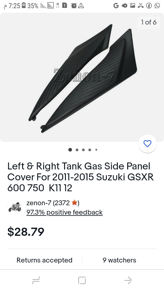 2017 suzuki gsxr 750 Tank Side Covers Panels