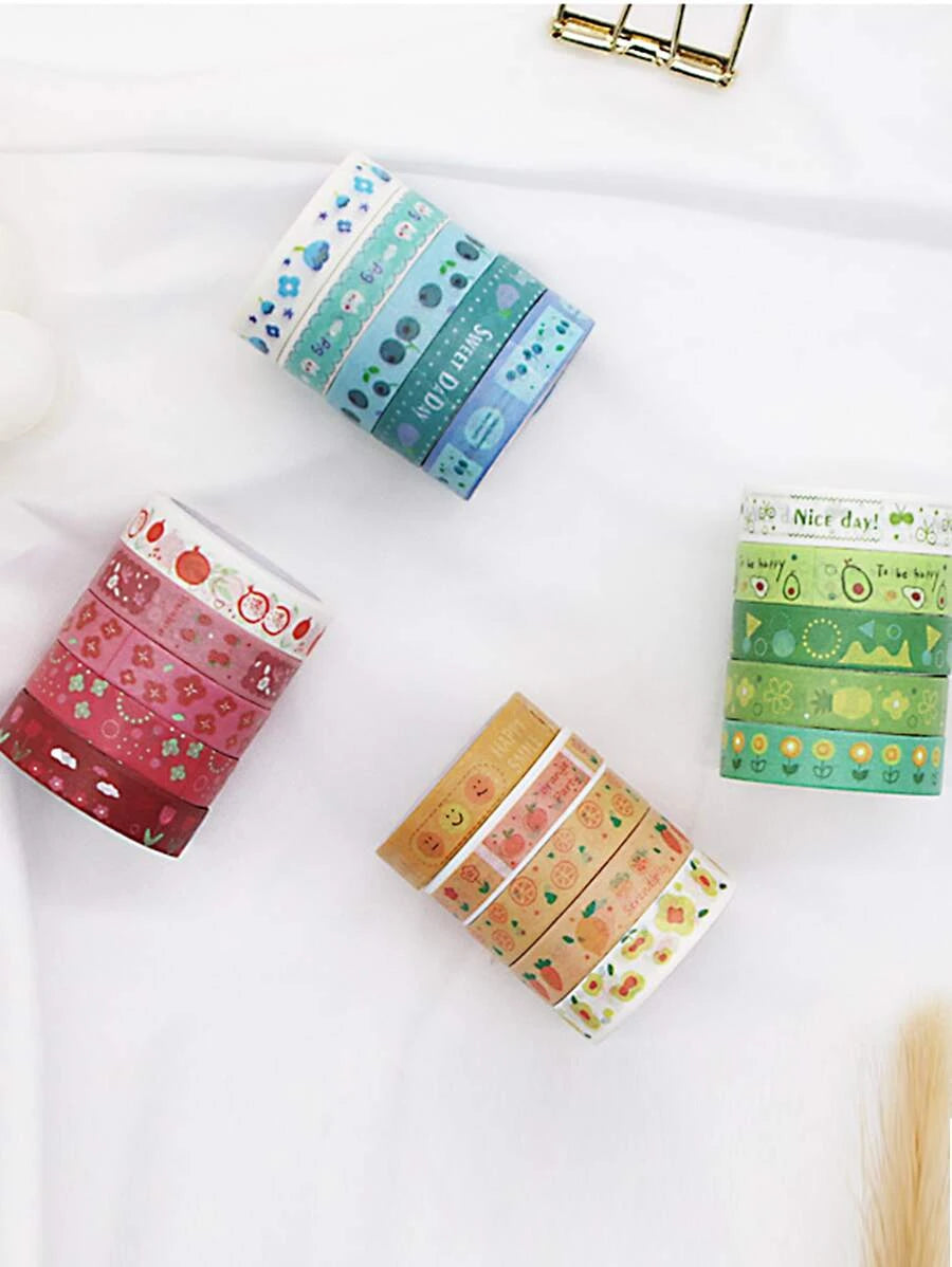 5pcs random fruit pattern adhesive decoration tape