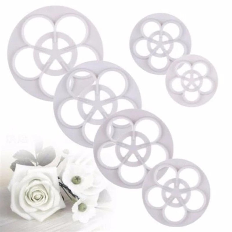 6PCS/SET Rose Flower Sugarcraft Cookie Cutter Mold Fondant Cake Decorating