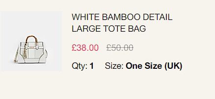WHITE BAMBOO DETAIL LARGE TOTE BAG