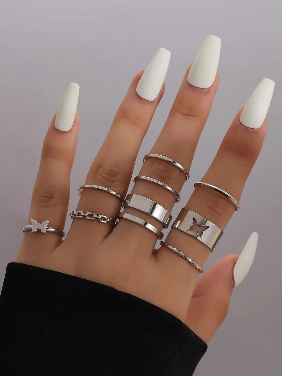 9pcs Butterfly Decor Ring
