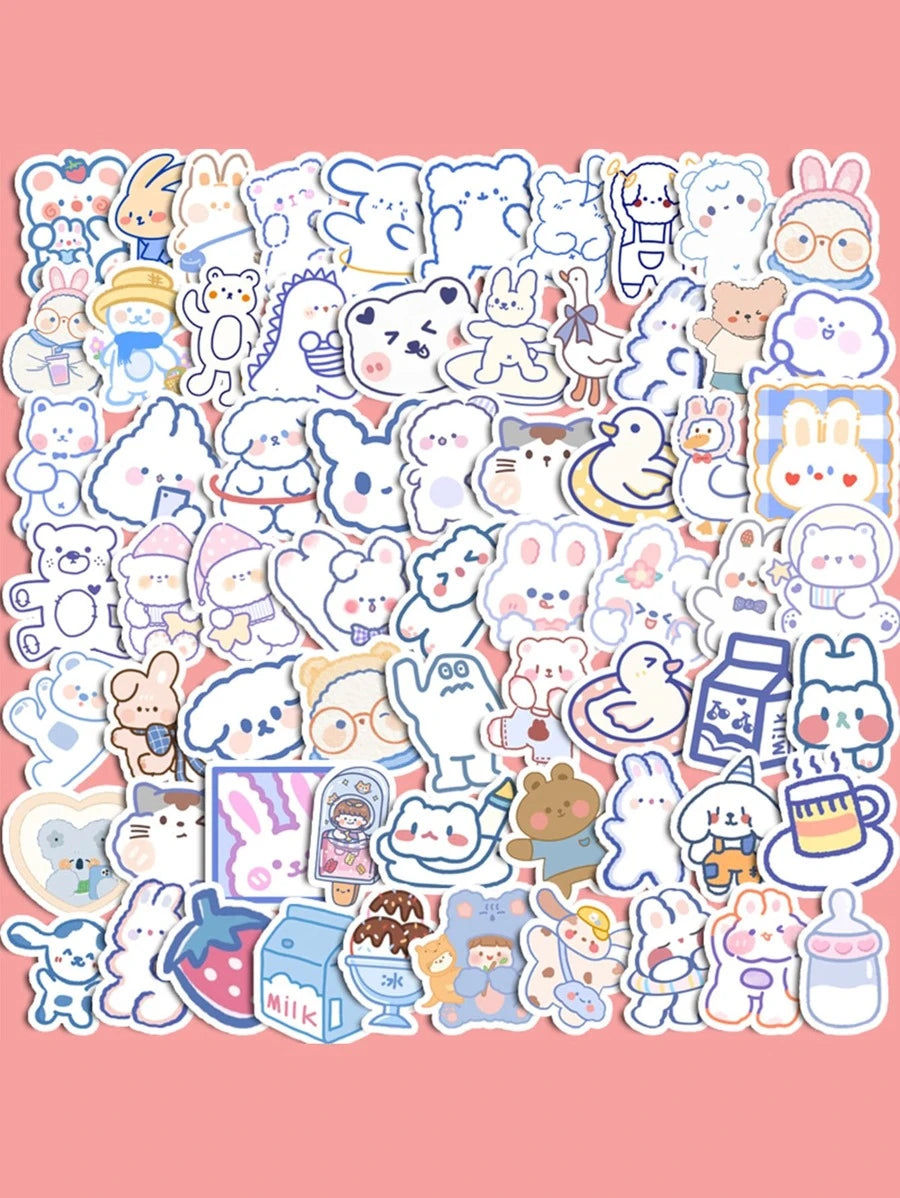 Bunny Cartoon Printed Sticker - 90 Pieces
