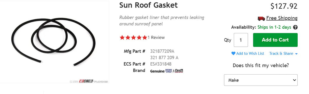 Sun Roof Gasket