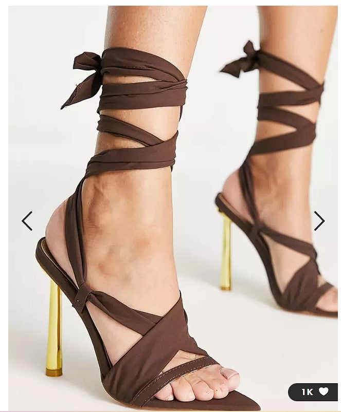 Ego Once Upon wrap around heel sandals in chocolate