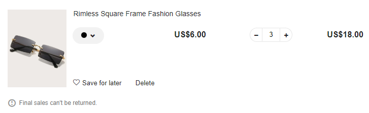 Rimless Square Frame Fashion Glasses