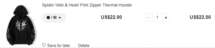 Spider Web & Heart Print Zipper Thermal Hoodie