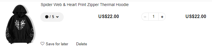 Spider Web & Heart Print Zipper Thermal Hoodie