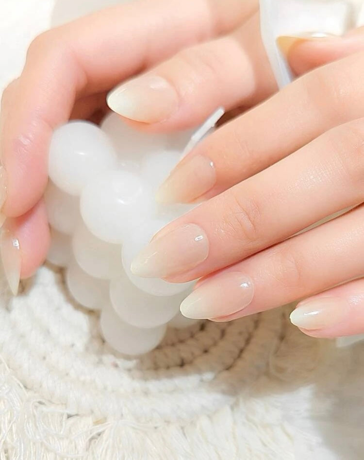 24pcs Short Almond Ombre Fake Nail & 1pc Nail File & 1sheet Tape